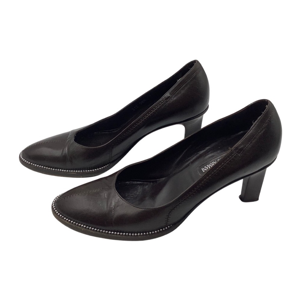 Giorgio Armani Brown Leather Silver Studded Pumps, 36.5 | 6 - Picture 3 of 10